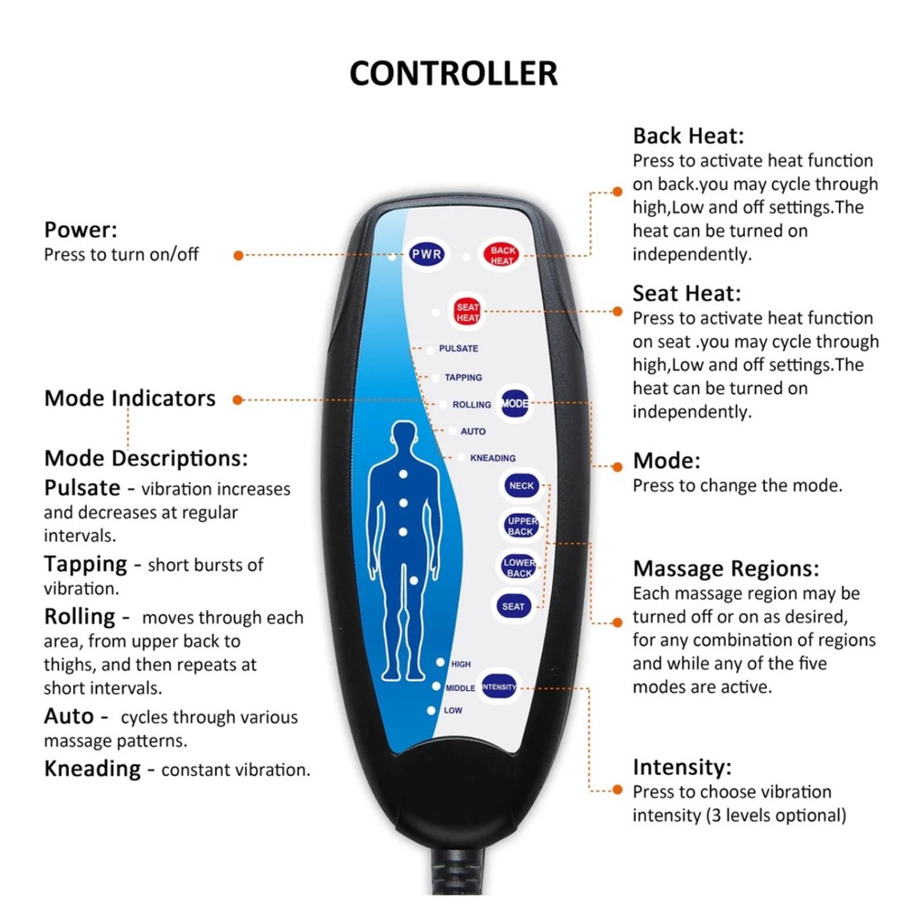 Snailax Vibration Back Massager with Heat SL-126 - Picture 4 of 8